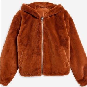 TOPSHOP FAUX FUR HOODED JACKET